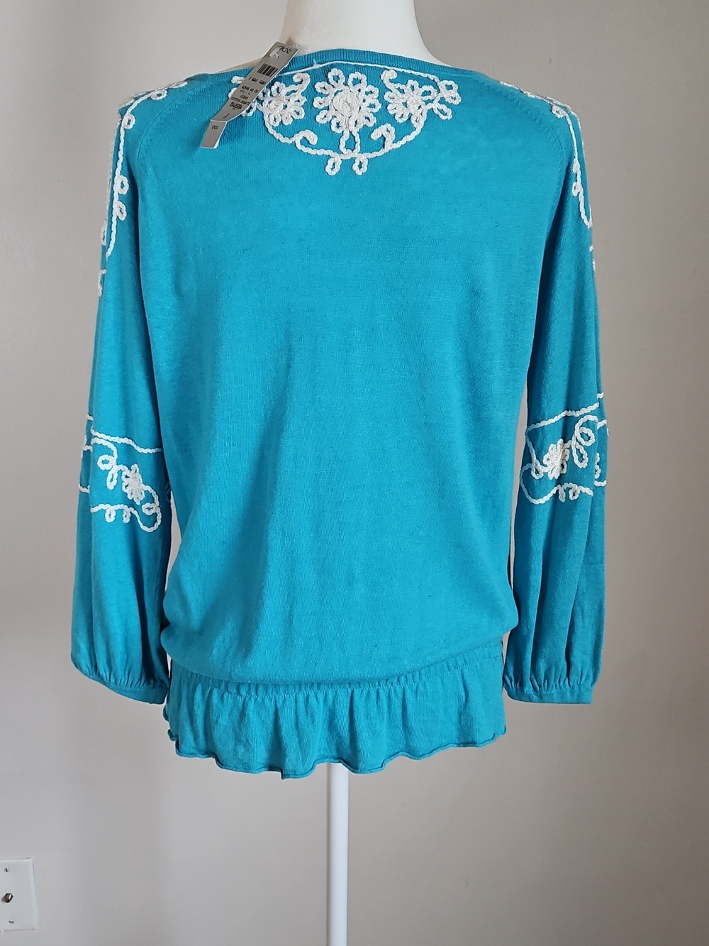 Vintage Cachet SM NWT Linen Blend Knit Top Embroidery Indie Y2K Festival - Picture 2 of 9